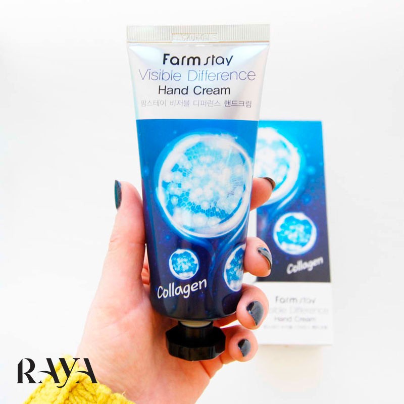 کرم دست کلاژن فارم استی مدل ویزیبل دیفرنس(Visible Difference) حجم 100 میل Farm Stay Visible Difference Hand Cream Collagen 